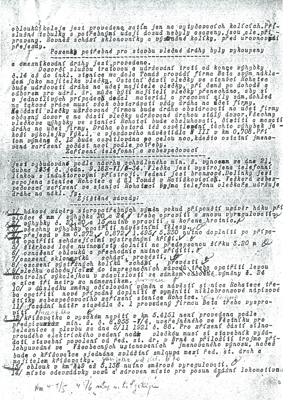 Čtvrtá strana zápisu o kolaudaci ze dne 27. dubna 1934. Sbírka Leoš Tomančák